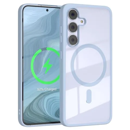 EAZY CASE Hülle für Galaxy S25 FE kompatibel mit Qi Charging Ultra Aufprallschutz Stoßfest und Kratzfest dünne Schutzhülle mit Kameraschutz Silikon Cover Clear Hybrid Case Hell Blau - Qi Charging