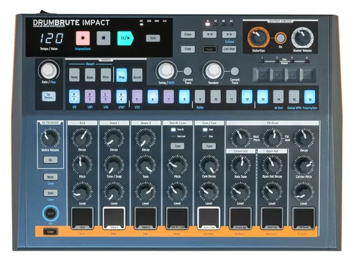 Arturia DrumBrute Impact - Analoger Drumcomputer mit 10 Klängen, 64 Patterns und vielseitigen Effekten; ideal für kreative Musikproduktionen und Live-Performances.