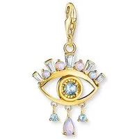 THOMAS SABO Kettenanhänger Charm - Blaues Auge bunt - Schöner Anhänger aus glänzendem Sterlingsilber 925, verziert mit funkelndem Zirkonia, ideal für einen eleganten Look.