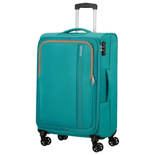 American Tourister Sea Seeker Spinner Trolley 68 cm - aqua green, robuster 4-Rollen-Koffer mit TSA-Zahlenschloss und erweiterbarem Packvolumen für komfortables Reisen