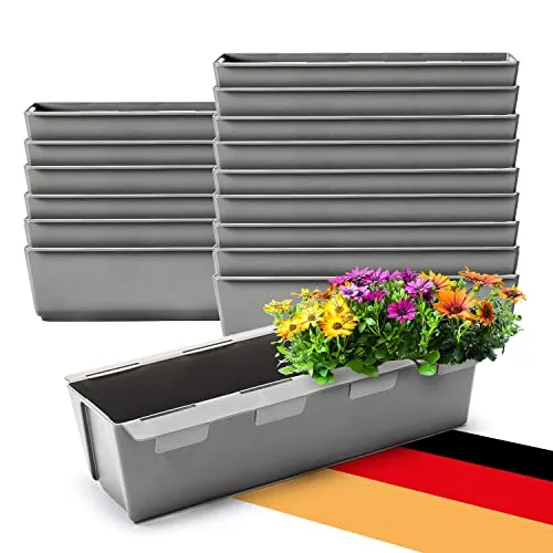 BigDean 16er Set Paletten Blumenkästen - Hängesystem für flexible Nutzung - Praktische Blumenkästen für Europaletten, perfekt für Hochbeete und vielseitig einsetzbar. Hängesystem ermöglicht kreative Gestaltung an Zaun, Fenster oder Geländer. Aus recyceltem Kunststoff, robust und wetterfest.