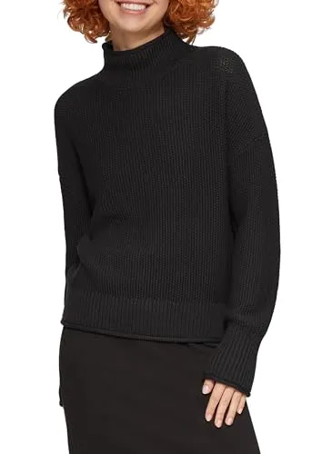 Q/S by s.Oliver Damen Pullover 2150204, Stehkragen & Rippbündchen - Pullover für Damen mit Stehkragen und langen Ärmeln, Regular Fit für optimalen Tragekomfort und modisches Strickmuster.