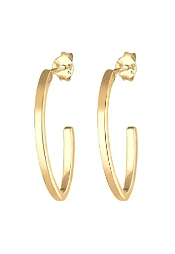 Elli Ohrringe Damen Creole Oval Trend 925 Sterling Silber vergoldet - Elegante Creolen aus hochwertigem 925 Sterling Silber, vergoldet und anlaufgeschützt. Perfekt für jeden Anlass, verleiht dieser Schmuck jedem Outfit einen stilvollen Akzent. Ideal als Geschenk in edler Verpackung.