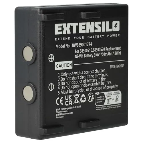 EXTENSILO Akku Ersatz für Hetronic NM19HB, KH68300520.A, RHE9608KY für Industrie-Funkfernsteuerung Fernbedienung (750 mAh, 9,6 V, NiMH) - Schwarz