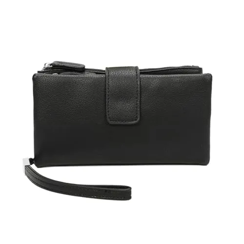 Damen GELDBÖRSE Brieftasche Wallet Geldtasche Portemonnaie Kreditkartenetu Portafoglio Kartenetui Geldbeutel Schwarz 19x10x4