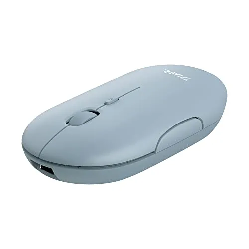 Trust Puck Wiederaufladbare Kabellose Maus - Ergonomisch, kompakt mit Bluetooth & USB, leise Tasten und einstellbare DPI für präzises Arbeiten