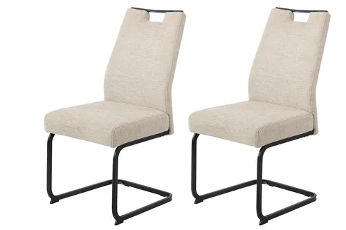 Hela Esszimmerstuhl Kerstin 2er Set Freischwinger in Beige in beige von Hela Tische