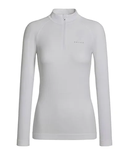FALKE Damen Baselayer-Shirt Maximum Warm High Zip Neck W L/s Sh Funktionsmaterial schnelltrocknend 1 Stück, Weiß White 2860 Trend, S