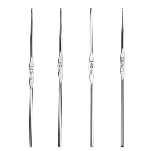 Häkelnadel Set, 4 Stück Edelstahl Stricknadeln, Tunesische Häkelnadel, für Anfänger Oder Profis