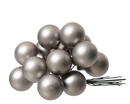 Kaemingk Weihnachtsbaumkugel, Weihnachtskugeln am Draht 2,5cm Glas 12 Stück - Zart Grau matt