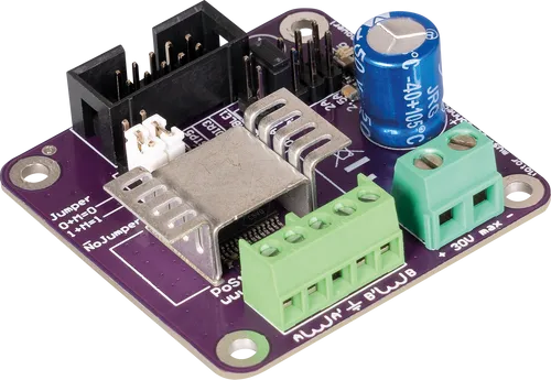 Joy-it PoStep25-256 Schrittmotor-Treiber 2.5 A - Schalter für präzise Steuerung von Schrittmotoren, einfache Motorstrom-Einstellung per Jumper und breiter Spannungsbereich von 9-30 V DC.