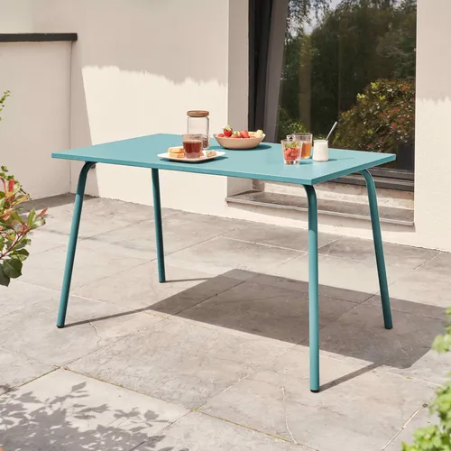 Rechteckiger Metallgartentisch 120 cm Türkis in blau von Oviala