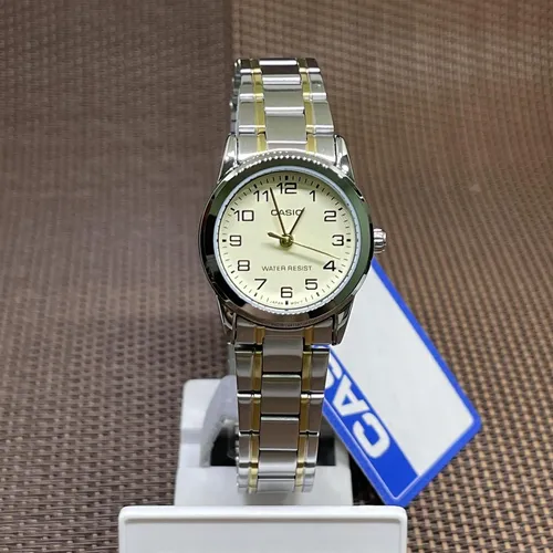 Casio Collection LTP-V001SG-9BUDF Damenuhr - Elegante Damenuhr von Casio mit kratzfestem Mineralglas und hochwertigem Edelstahlarmband. Wasserdicht bis 3 ATM, perfekt für den täglichen Gebrauch und Allergiker.