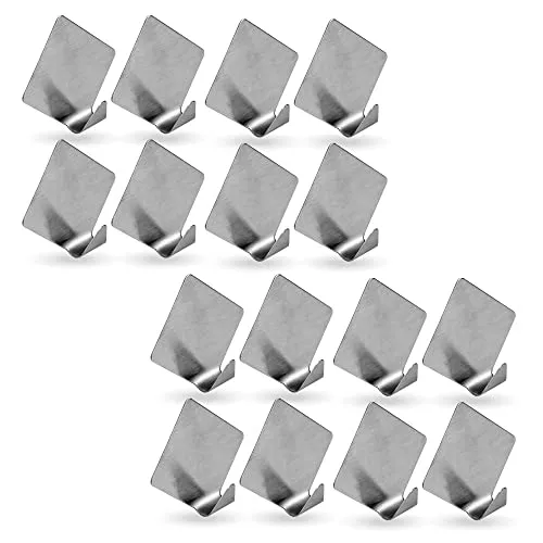 Bestlivings Selbstklebende Wandhaken (Raute - 16er Set) Silber aus Edelstahl für Schlafzimmer, Wand, Badezimmer Rostfrei Aufhänger Bilderhaken ohne Bohren