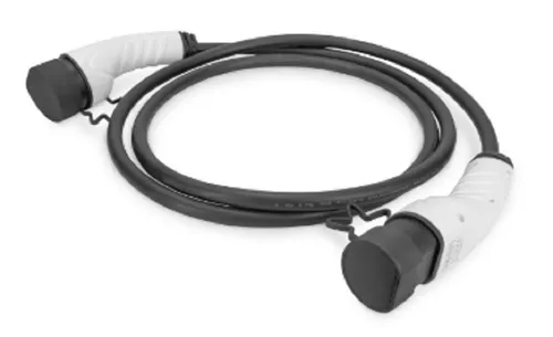 DIGITUS Mode 3 Ladekabel für Elektroautos 5M Typ 2 - Wallboxen, ein leistungsstarkes 1-phasiges Ladekabel mit 32 A für schnelles Laden von Elektroautos und PHEV, ideal für Zuhause oder unterwegs.