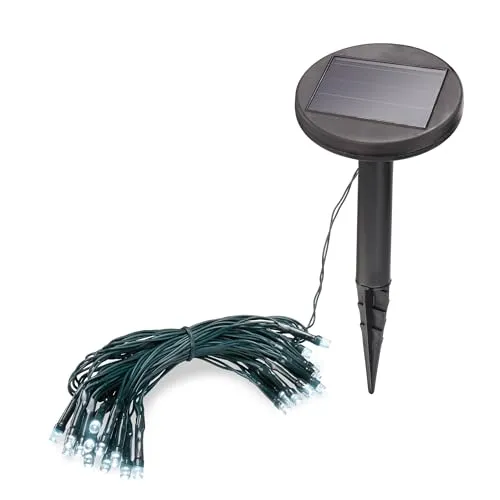 Esotec Solar Lichterkette Glühwürmchen, Leuchtlänge 2,5m, Kabellänge Gesamt 4,5m, Zuleitung 2m, 24 mini LEDs, kaltweiß, Akku, Solarmodul, Erdspieß, Terrasse, Balkon, außen, winterfest, 102165