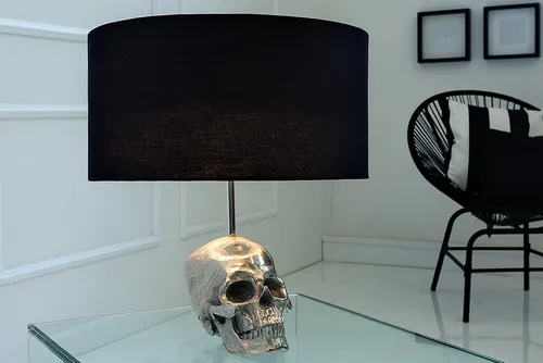 riess-ambiente Tischleuchte SKULL 44cm schwarz/silber - Nachttischleuchte mit extravagantem Totenkopf-Design, sorgt für stimmungsvolle Beleuchtung und setzt individuelle Akzente in jedem Wohnraum.