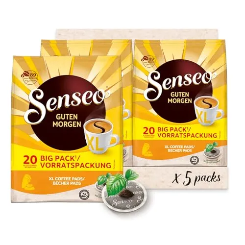 Senseo Pads Guten Morgen XL - 100 Kaffeepads - Kaffeepads für Senseo, ideal für einen großen, aromatischen Kaffee am Morgen mit nachhaltigem Sourcing für bessere Anbaubedingungen.