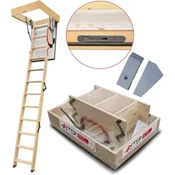 4Step Bodentreppe Gedämmt EXTRA Dachbodentreppe 100x60 cm 46mm 0,86W/m2K - Naturbelassen