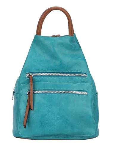 Damen Rucksack Tasche Schultertasche Handtasche Cityrucksack Leder Optik Daypack Tagesrucksack Backpack Freizeitrucksack Arbeitsrucksack Türkis