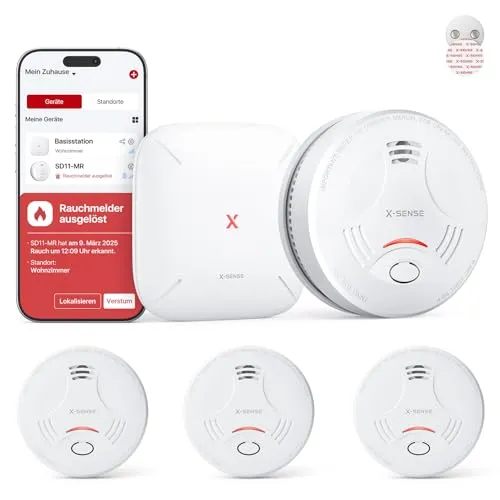 X-Sense Smart-Rauchmelder WLAN mit Magnethalterung – 3 Stück