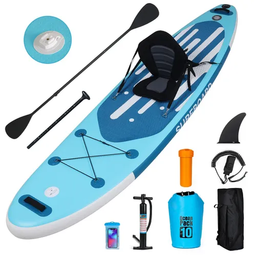 SUP Aufblasbar Stand Up Paddle Board 320cm Surfboard Komplettset mit Sitz Blau
