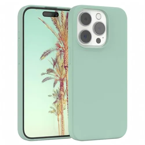 EAZY CASE Premium Silikon Handyhülle kompatibel mit iPhone 15 Pro Slimcover mit Kameraschutz und Innenfutter, Silikonhülle, Schutzhülle, Bumper, Handy Case, Hülle, Softcase, Mint Grün