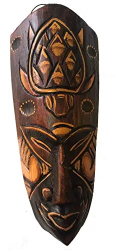 Woru Maske bemalt 20 cm, Holzmaske aus Bali, Wandmaske (Schildkröte) Wanddekoration aus Bali in afrikanischem Stil