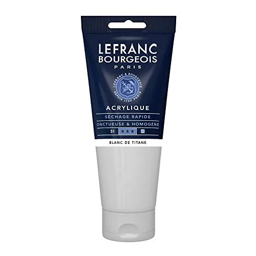 Lefranc Bourgeois 300452 Fine Acrylfarbe - Titanweiss, 200ml Tube, cremige Acrylfarbe auf Wasserbasis, schnell trocknend, lichtecht, wasserfest