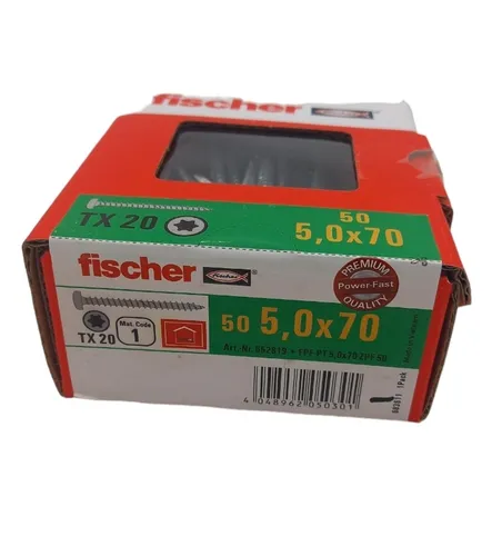 50x fischer Holzbauschrauben 5,0x70mm TX20Holzschrauben verzinkt Vollgewinde neu