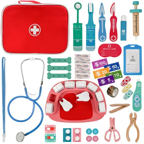 Zahnarzt-Spielset aus Holz für Kinder ab 3 Jahren – Magnetisches Lernspiel im Tr