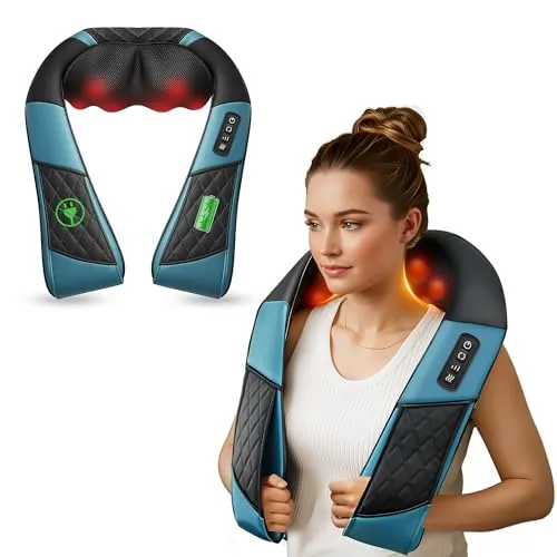 COMFIER Kabelloses 4D Shiatsu Nackenmassagegerät mit Wärme