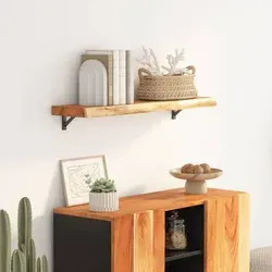 vidaXL Rechteckiges Wandregal mit Baumkante - Schweberegal aus massivem Akazienholz, ideal für Wohnzimmer und Büro. Die rustikale Naturkante macht jedes Regal zum Unikat und bietet Platz für Bücher, Pflanzen und mehr.