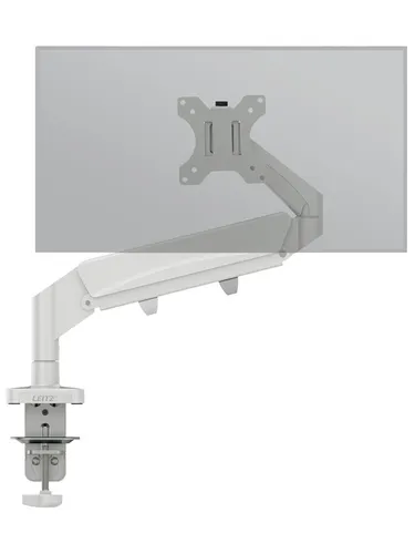 LEITZ Ergo Monitor-Halterung 64890085 lichtgrau - Monitor-Halterung für 1 Monitor, Tischklemme mit silikonbeschichteter C-Klemme zur Vibrationsreduktion für stabilen Halt.