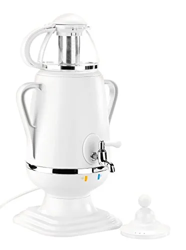 PEARL Samowar-Teebereiter mit Glas-Teekanne 2300 Watt in weiß von PEARL