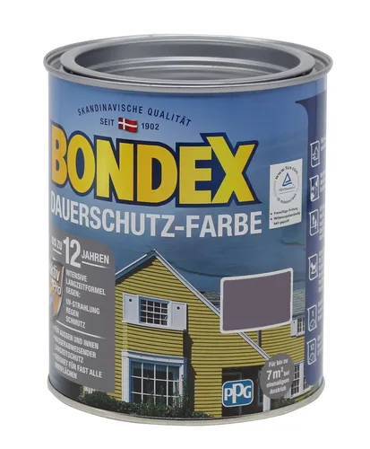 Bondex Dauerschutzfarbe taupe (montana) 0,75L - Hochwertige Wetterschutzfarbe in taupe (montana) für Holzoberflächen. Ideal für den Außenbereich, schützt zuverlässig und sorgt für eine langlebige Farbbrillanz.