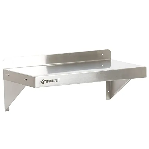 Mahlzeit Edelstahl Wandregal 60 x 30 cm - Schweberegale: Korrosionsbeständiges Wandregal mit 50 kg Tragkraft, ideal für Küche und Gastronomie – einfache Montage und leichte Reinigung!