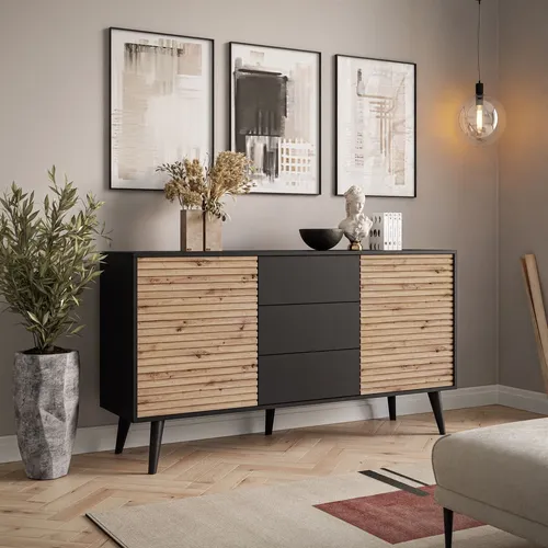 Zweitürige Kommode CONE KSZ154 in schwarz von Lukmebel