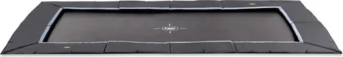 EXIT Dynamic ebenerdiges Sports Trampolin 244x427cm - Schwarz - Rechteckiges Bodentrampolin für erfahrene Springer, ideal zur Verbesserung von Fähigkeiten. Ohne Sicherheitsnetz, perfekt für maximale Sprungfreiheit.