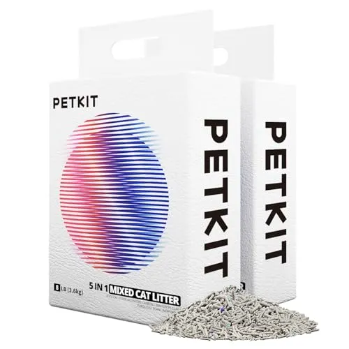 PETKIT 5 in 1 Gemischtes Katzenstreu, 7.2kg - Katzenstreu mit Aktivkohle, extrem saugfähig und spülbar. Ideal für selbstreinigende Katzentoiletten, sorgt für geruchsfreie Frische und einfache Reinigung.