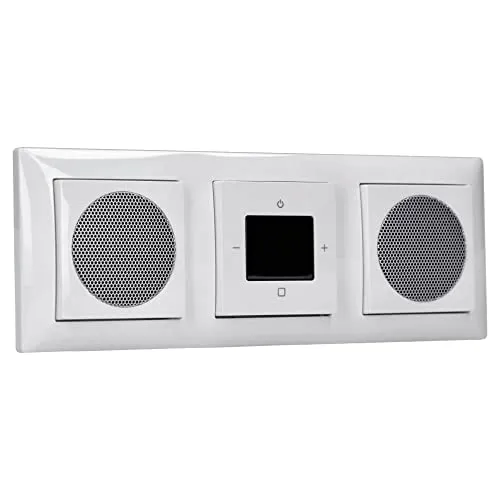 Busch-Jaeger (Original) DAB+ Unterputz Bluetooth Radio 8217U-101 Balance SI alpinweiß mit 2 x Lautsprecher im 3fach Rahmen + EBROM Phasenprüfer zur Montage der Geräte