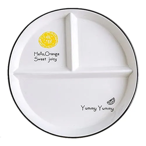 OnePine Porzellan Servierplatten, Dessertteller Salatteller mit 3 Fächern, Geteilte Platte servierteller keramik für Kinder und abnehmen