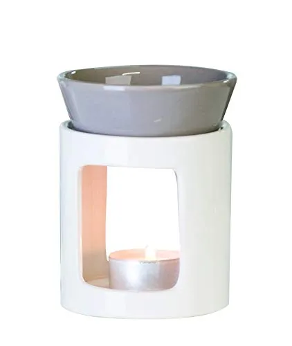 Duftlampe Aromabrenner DUO aus Keramik · weiß/grau Höhe 11 cm · Ø 8,5 cm