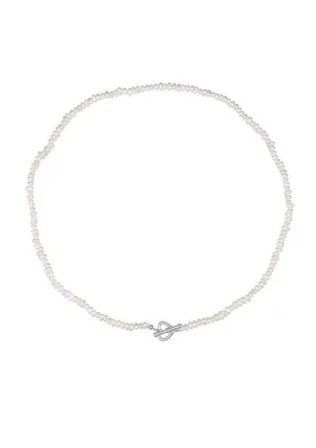 Hey Happiness Perlenkette Choker Damen, echte Süßwasserperlen, Herz & Knebelverschluss aus 925 Silber