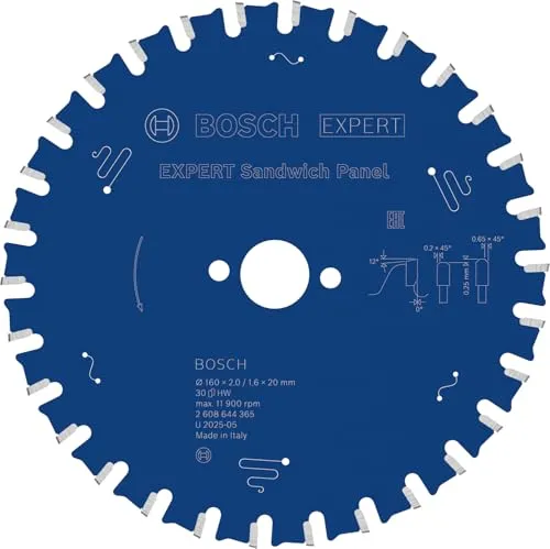 Bosch Professional Kreissägeblatt Expert for Sandwich Panel Ø 160 mm - Kreissägeblätter für präzises Schneiden von Sandwich-Paneelen, mit speziellen Microteq-Zähnen für langlebige Leistung und weniger Vibration.