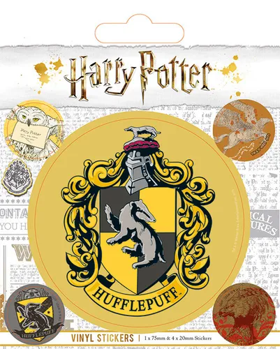 Vinyl Sticker / Aufkleber-Set HARRY POTTER - Hufflepuff 1x7,5cm 4x2cm PS7390 NEU