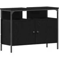 vidaXL Waschbeckenunterschrank mit Tür in Schwarzer Eiche, 80 x 30 x 60 cm - Badezimmerschrank mit elegantem Design und praktischen Scharnier-Türen für schnellen Zugriff. Ideal für ein organisiertes Bad, bietet reichlich Stauraum und ist aus robustem Holzwerkstoff gefertigt.