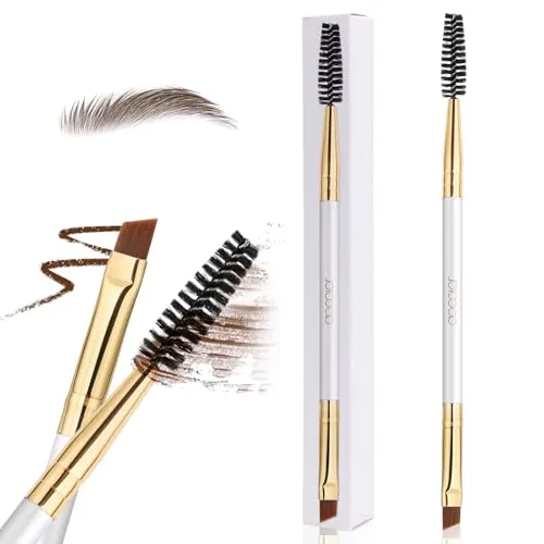 Docolor Augenbrauen Bürste Duo Augenbrauen Pinsel Augenbrauenpinsel Schräg Multifunktion Make Up Wimpernbürste,Weiß