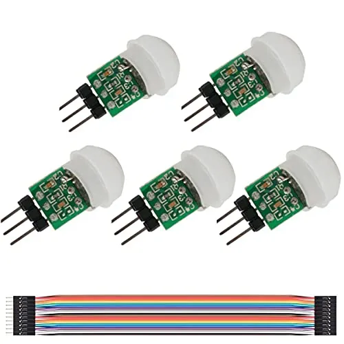 Youmile 5PACK IR Human Sensor AM312 Mini-Detektormodul HC-SR312 Pyroelektrischer Infrarot-PIR-Bewegungsmelder Automatischer DC 2,7 bis 12 V für Arduino 2 A1U2 mit Dupont-Draht