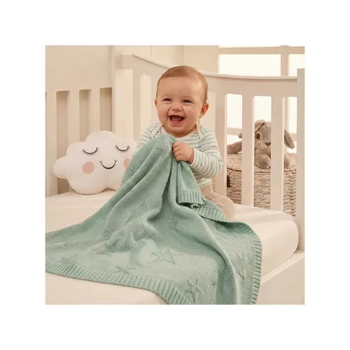 SEI Design Babydecke 90x70cm - Strickdecke aus 100% BIO Baumwolle - Kuscheldecke in dark Mint, aus 100% BIO Baumwolle, ergonomisch geprüft und inklusive Geschenkverpackung – ideal für Babys und als perfektes Geschenk.